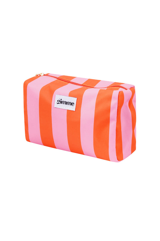 Make-up tas grote strepen - Oranje roze
