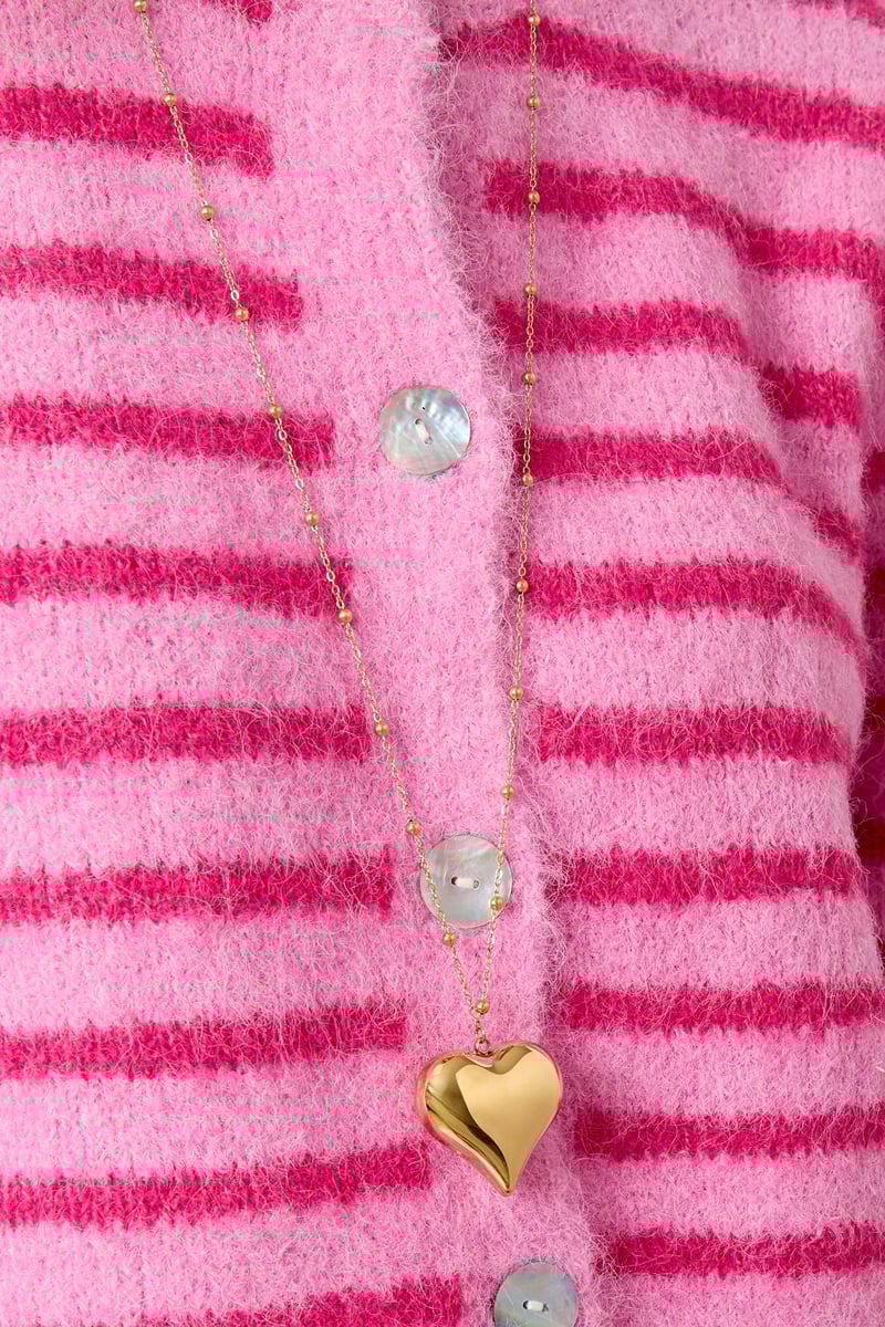 Roestvrijstalen lange kettingen met hart, casual, dagelijks, eenvoudig, serie, damessieraden