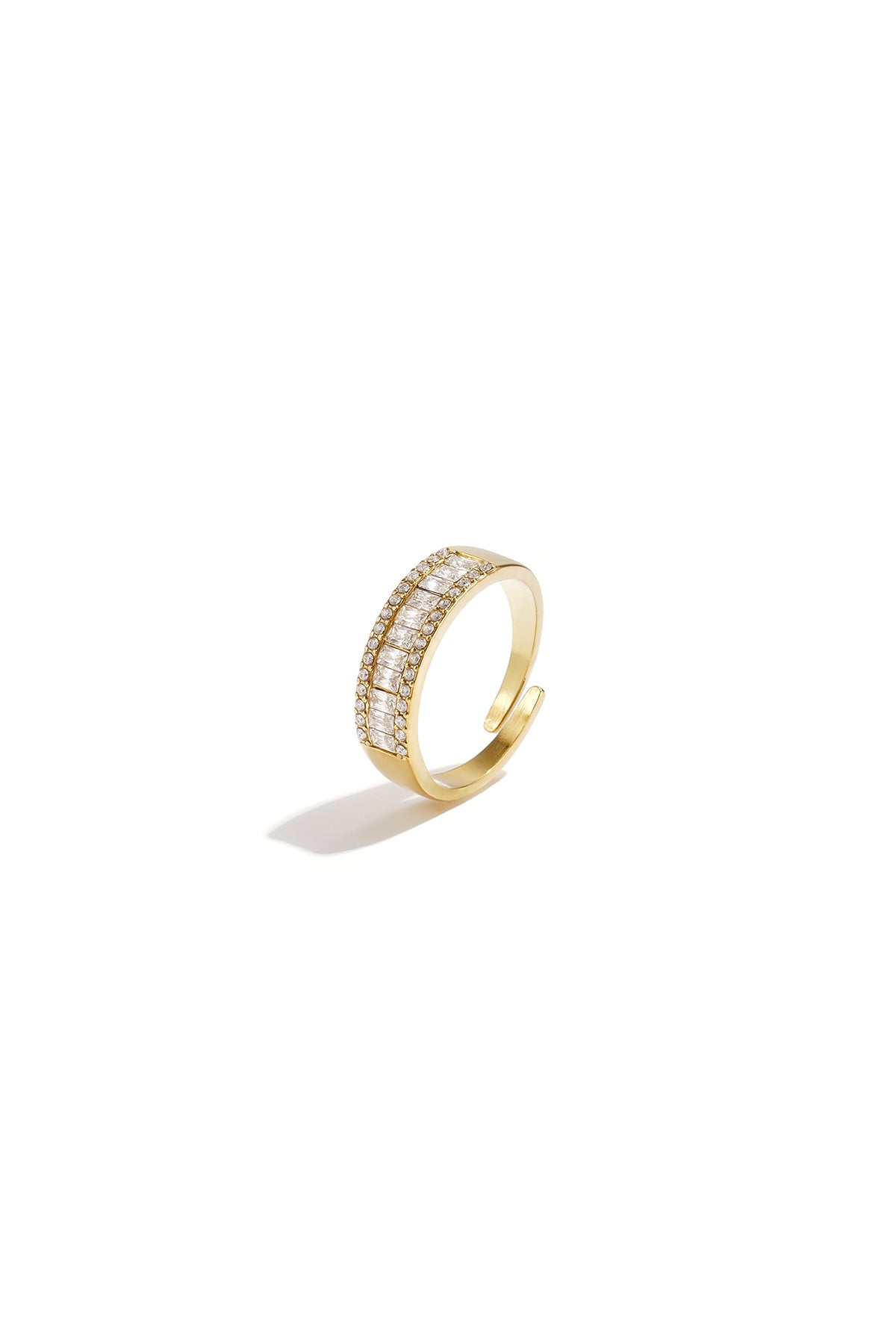 Verstelbare statement ring met strass