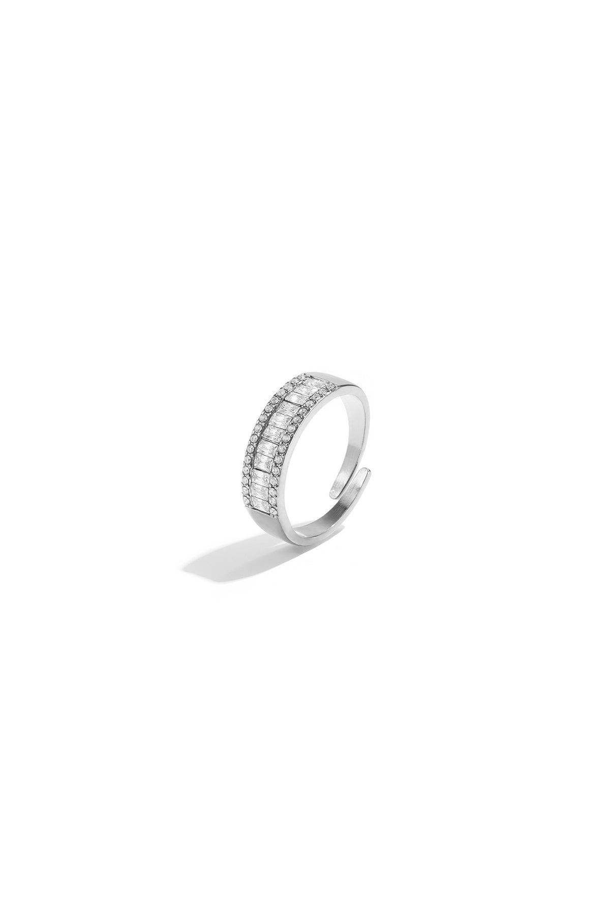 Verstelbare statement ring met strass