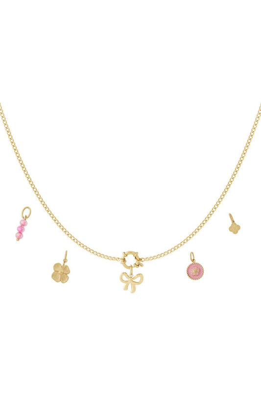 Roze heart DIY ketting + bedels