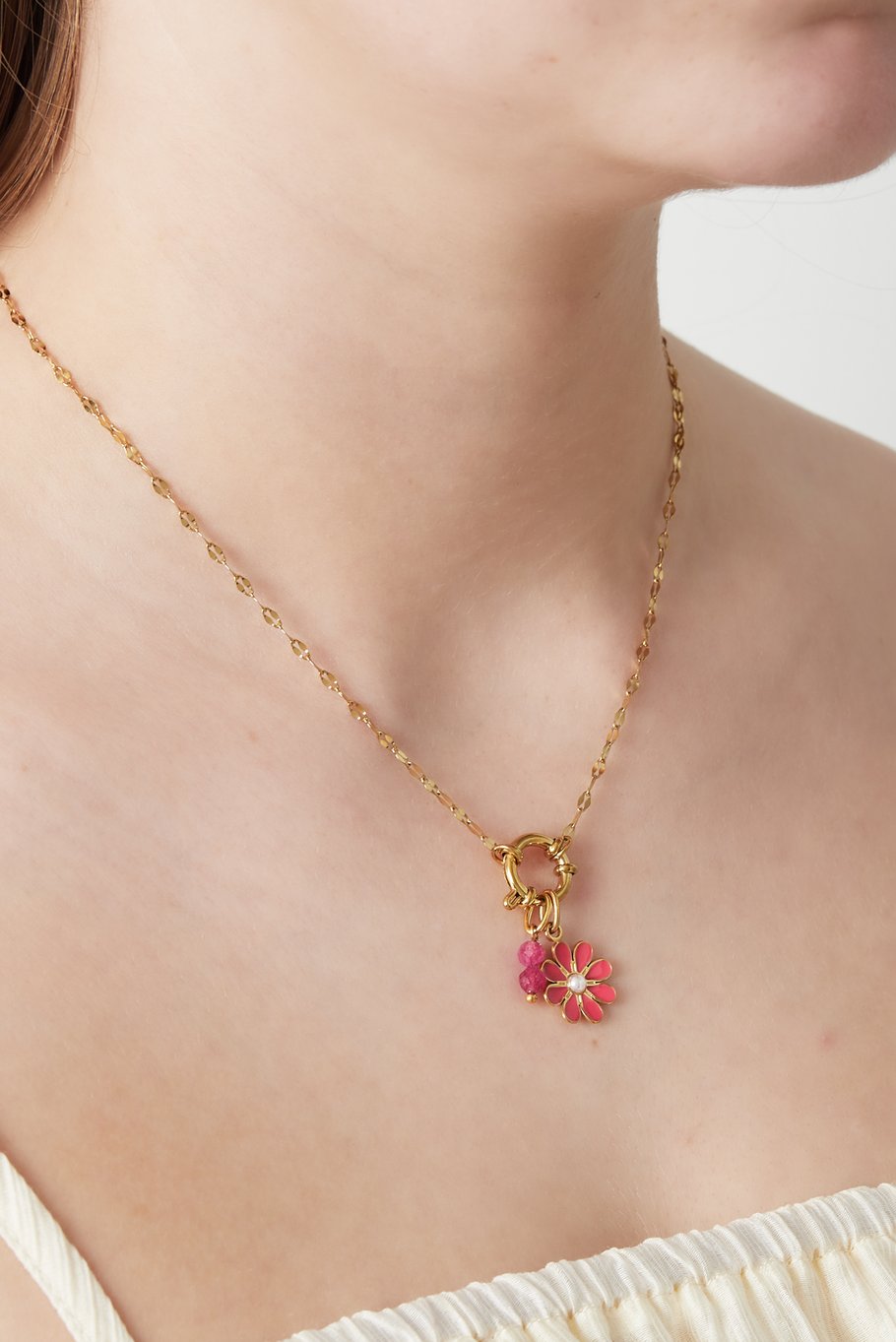 Red flower DIY ketting + bedels